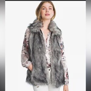 White House Black Market Faux Fur Vest XS